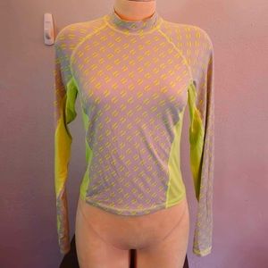 FABLETICS Mock Neck Long Sleeve , silky and cool touch top. Medium in Lime Green